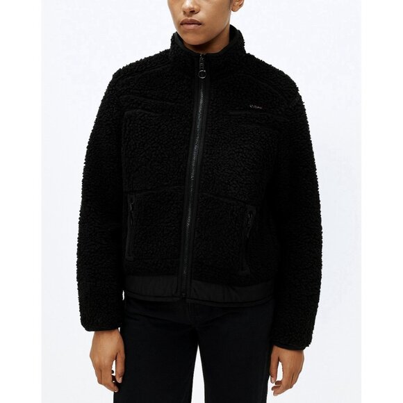 Vintage Kavu Deep Pile Fleece Jacket Women’s Medium Black | Bulky Sherpa Zip Up - Picture 1 of 10